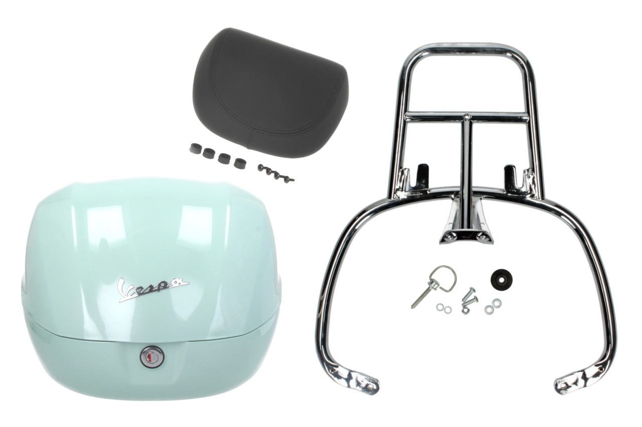 Topcase Kit 32L nero cosmo (98/A), back cushion black for Vespa Primavera