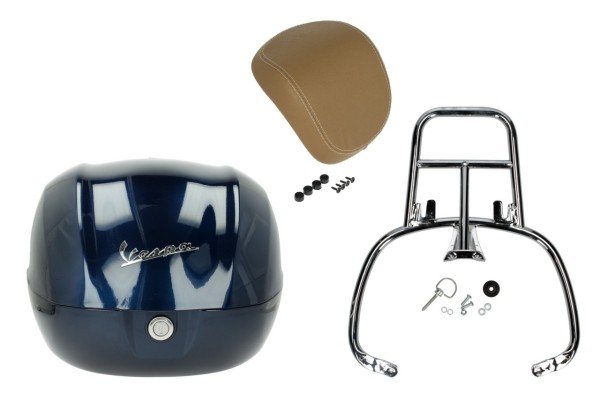 Topcase Kit 32L blue midnight (222/A), back cushion beige for Vespa Sprint / Primavera
