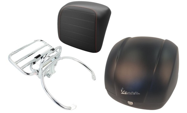 Topcase kit 36L black matt (99/C), luggage rack chrome for Vespa GTS 125/300/310