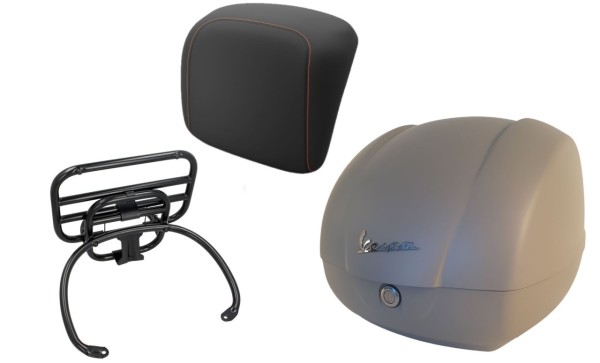 Topcase kit 36L beige matt (Q03), luggage rack black for Vespa GTS 125/300/310
