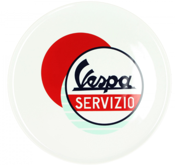 Vespa plate Servizio white blue red