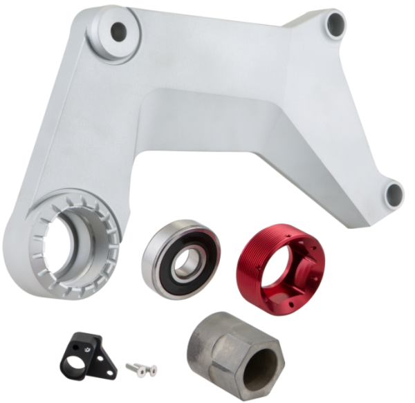 Swing arm for racing exhaust, rear for Vespa GTS/GTS Super/GTV 125-300ccm with ABS, silver
