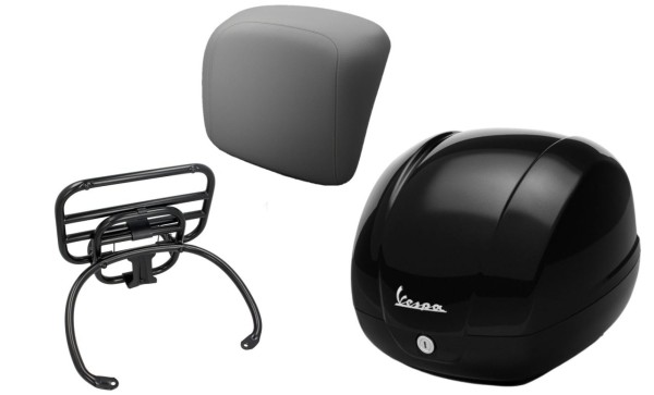 Topcase Kit 36L nero cosmo (98/A), luggage rack black, back cushion gray for GTS 125/300/310
